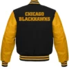 Chicago Blackhawks Black And Yellow Jacket Back