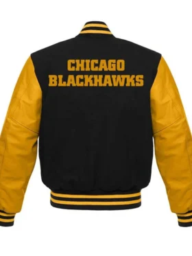Chicago Blackhawks Black And Yellow Jacket Back