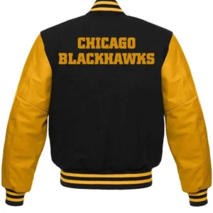 Chicago Blackhawks Black And Yellow Jacket Back