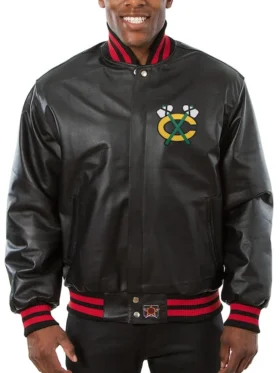 Chicago Blackhawks Black Leather Jacket