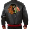 Chicago Blackhawks Black Leather Jacket Back