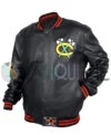 Chicago Blackhawks Black Leather Jacket left