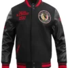 Chicago Blackhawks Black Letterman Jacket