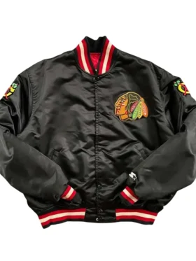 Chicago Blackhawks Black Satin Jacket