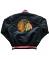 Chicago Blackhawks Black Satin Jacket Back