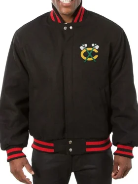 Chicago Blackhawks Black Wool Jacket