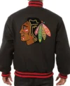 Chicago Blackhawks Black Wool Jacket Back