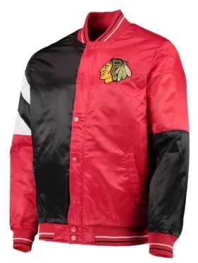 Chicago Blackhawks Red And Black Satin Jacket