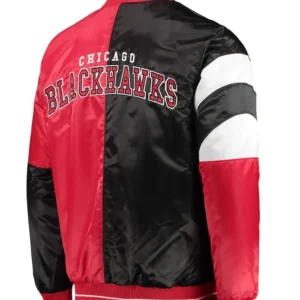 Chicago Blackhawks Red And Black Satin Jacket Back