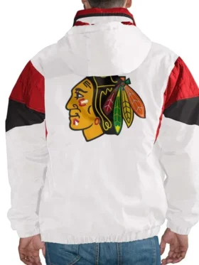 Chicago Blackhawks White Half Zip Pullover Jacket Back