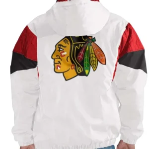 Chicago Blackhawks White Half Zip Pullover Jacket Back