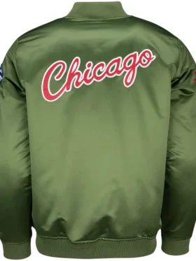 Chicago Bull Green Satin Bomber Jacket