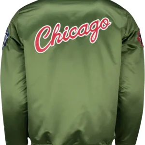 Chicago Bull Green Satin Bomber Jacket
