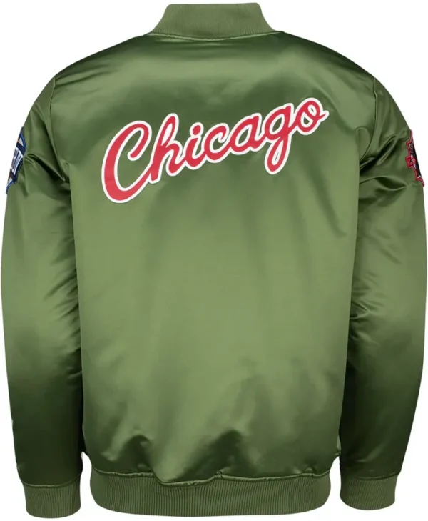 Chicago Bull Green Satin Bomber Jacket