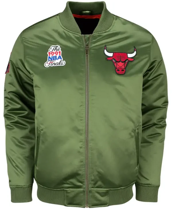Chicago Bulls Green Satin Bomber Jacket