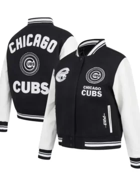Chicago Cubs Black And White Varsity Wool Jacket