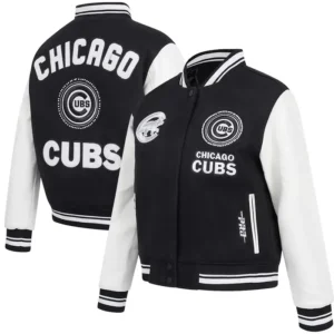 Chicago Cubs Black And White Varsity Wool Jacket