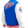 Chicago Cubs Blue And White Wool Varsity Jacket Back