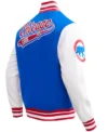 Chicago Cubs Blue And White Wool Varsity Jacket Back