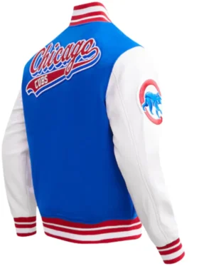 Chicago Cubs Blue And White Wool Varsity Jacket Back