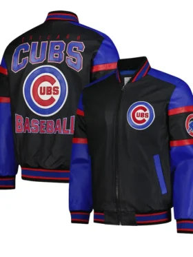 Chicago Cubs Leather Zipper Bomber Jacket