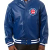 Chicago Cubs Navy Blue Leather Bomber Jacket