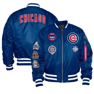 Chicago Cubs Navy Blue Ma 1 Bomber Jacket