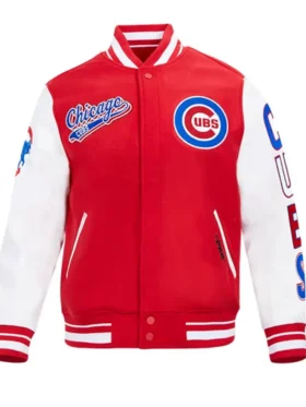 Chicago Cubs Red And White Wool Varsity Jacket