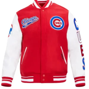 Chicago Cubs Red And White Wool Varsity Jacket