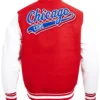 Chicago Cubs Red And White Wool Varsity Jacket Back
