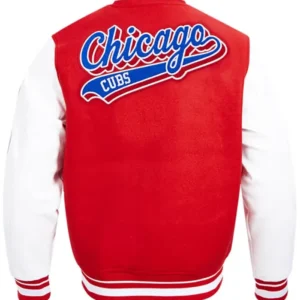 Chicago Cubs Red And White Wool Varsity Jacket Back