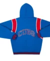 Chicago Cubs Vintage Bomber Hooded Starter Jacket Back