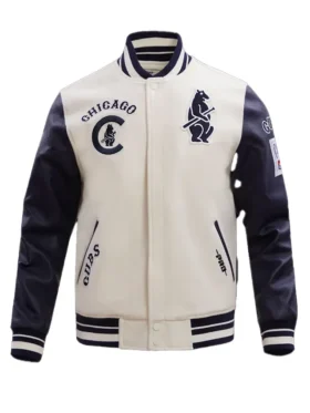 Chicago Cubs White And Black Varsity Wool Jacket