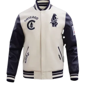 Chicago Cubs White And Black Varsity Wool Jacket