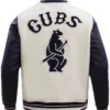 Chicago Cubs White And Black Varsity Wool Jacket Back