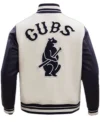 Chicago Cubs White And Black Varsity Wool Jacket Back
