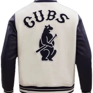 Chicago Cubs White And Black Varsity Wool Jacket Back