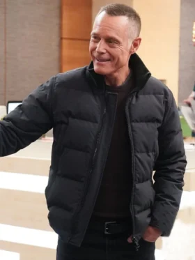 Chicago PD S12 Jason Beghe Black Puffer Jacket Front