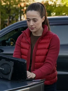 Chicago PD S12 Kim Burgess Red Puffer Jacket Front