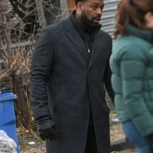 Chicago PD S12 LaRoyce Hawkins Black Wool Coat Side