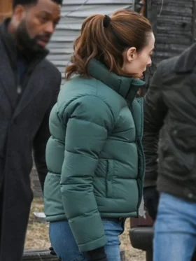 Chicago PD S12 Marina Squerciati Green Puffer Jacket Side