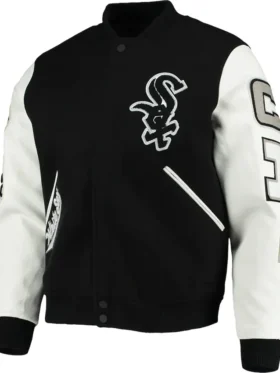 Chicago White Sox Letterman White And Black Jacket