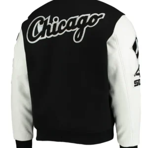 Chicago White Sox Letterman White and Black Jacket Back