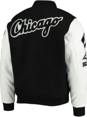 Chicago White Sox White And Black Letterman Jacket
