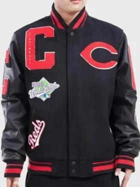 Cincinnati Reds Black Wool Varsity Jacket