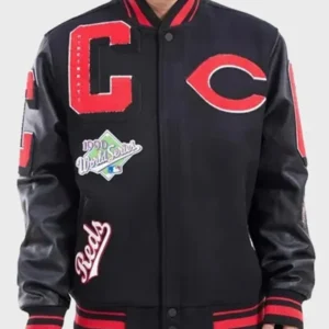 Cincinnati Reds Black Wool Varsity Jacket
