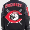 Cincinnati Reds Black Wool Varsity Jacket Back