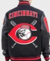 Cincinnati Reds Black Wool Varsity Jacket Back