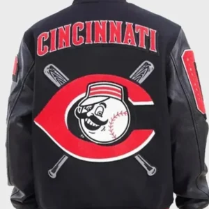 Cincinnati Reds Black Wool Varsity Jacket Back