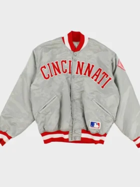 Cincinnati Reds Grey Starter Bomber Jacket